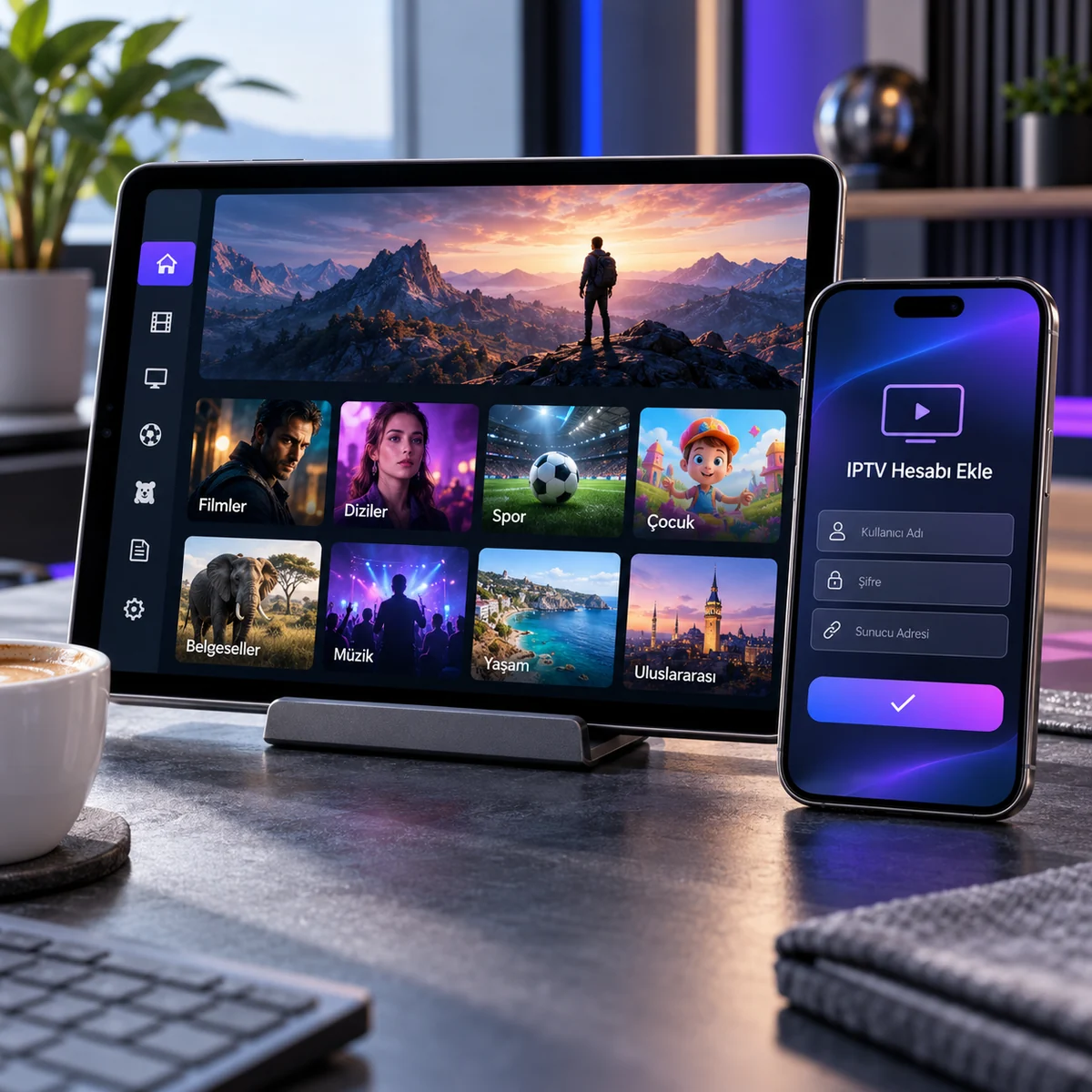 iPhone ve iPad ekranlarında IPTV hesap ekleme ve örnek kanal seçimi