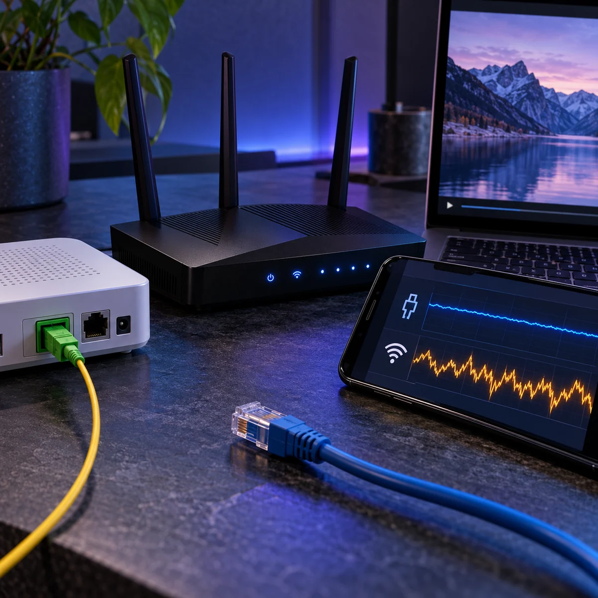 Fiber hattı, Wi-Fi ve Ethernet yolunun IPTV donmasında ayrı incelenmesi