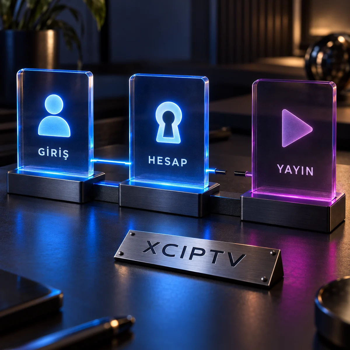XCIPTV için giriş, hesap ve yayın aşamalarını ayıran kontrol zinciri